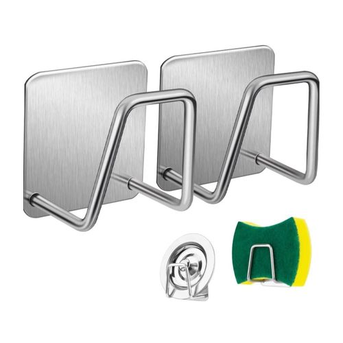 product_image_name-Generic-Sponge Holders for Kitchen Sink, Strong Adhesive Small Sponge Holder Premium Rustproof & Waterproof Kitchen Sink Minimal Size Stainless Steel-1