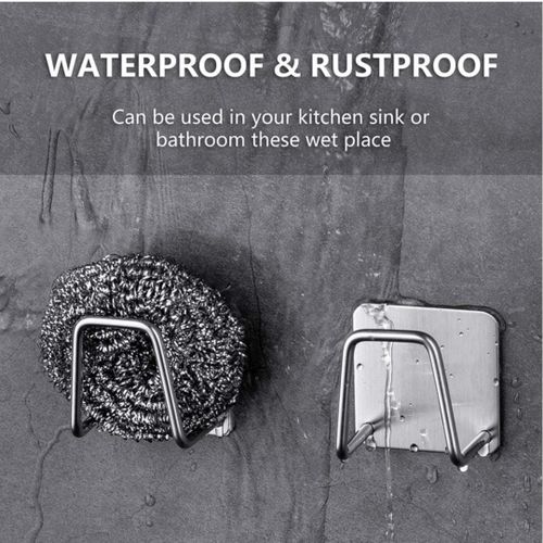 product_image_name-Generic-Sponge Holders for Kitchen Sink, Strong Adhesive Small Sponge Holder Premium Rustproof & Waterproof Kitchen Sink Minimal Size Stainless Steel-4