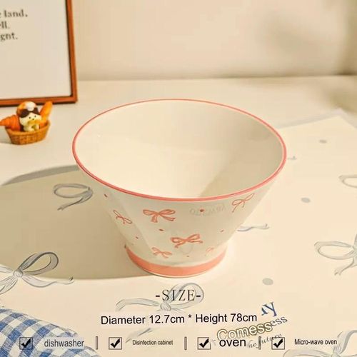 product_image_name-Generic-Pink Bow Ceramic Bowl and Spoon Set-2