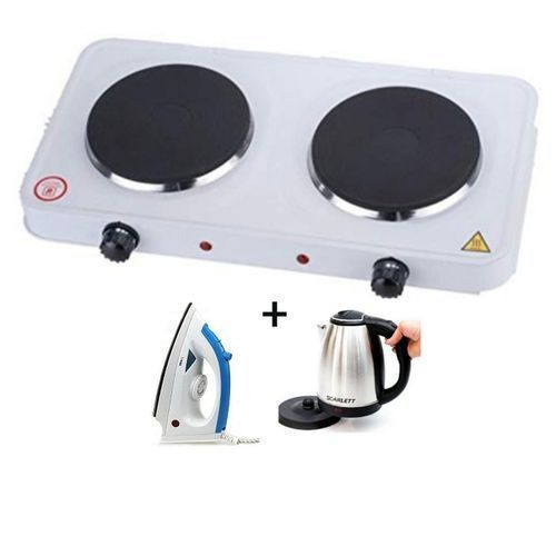 product_image_name-White Label-Electric Hot Plate 2 Burner + FREE 2.0 Litre Kettle & Iron - White-1
