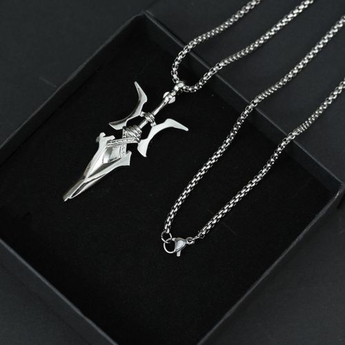 Fashion  Men's blue gemstone wolf head necklace