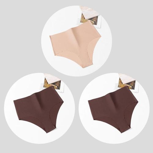 Shop Generic Warmsteps 3pcs/set Women's Panties High Waist Seamless Briefs Silk  Satin Underwear Breathable Lingerie Plus Size Cozy Underpants Online