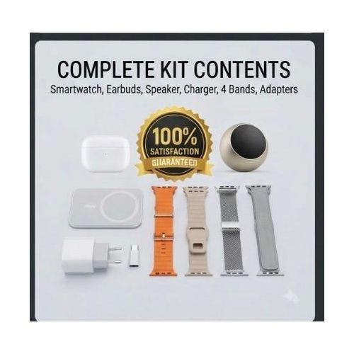 Generic D19 Smart Watch With Free Straps Wireless Charger and Earbuds - image 2