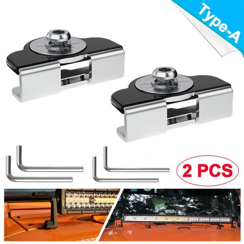 Universal LED Light Bar Mounting Brackets, Hood Mount Light Brackets A  Pillar Hood Clamp Work Light Holder 304 Stainless Steel for Off Road Car  Jeep