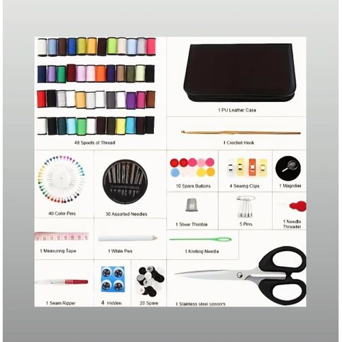 TOOLS 172pcs Sewing Kit Set with Needle, Thread, Scissors & Pins, Portable Embroidery and Sewing Repair Set, Multi-Color Threads With Black Storage Bag - image 5