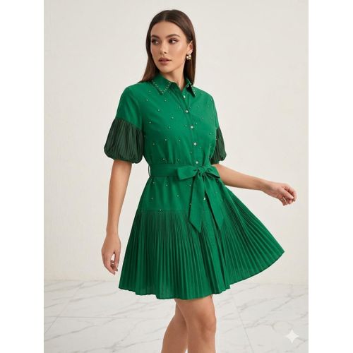 slim fit dress slacks Kelly Green Short Dress main image 1