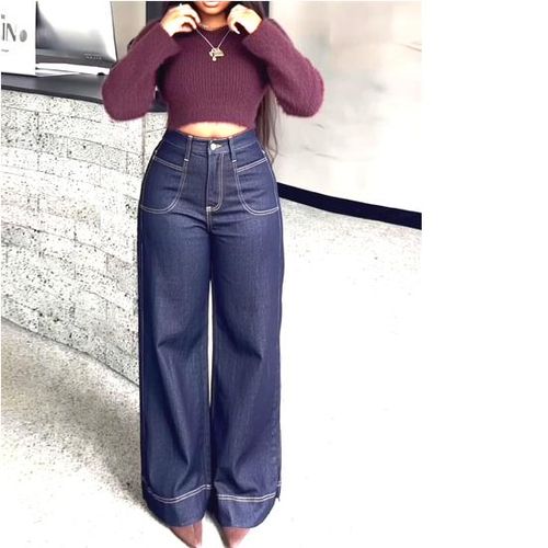 Shop Fashion Women's High Waist Bell Bottom Jeans Single