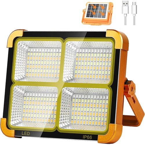 product_image_name-Generic-Solar LED Flood Light - IP66 Waterproof, 4-Panel, Solar/USB Rechargeable-1