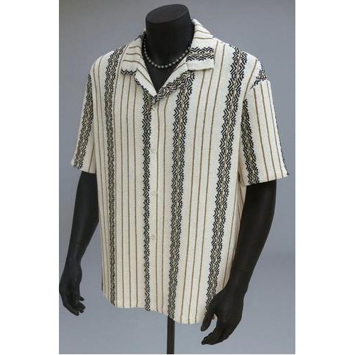 product_image_name-Fashion-Short Sleeves Textured Shirt - Multicolour-1