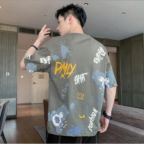 product_image_name-Fashion-Graffiti Men Short Sleeved T-shirt Round Neck Trend Loose-5