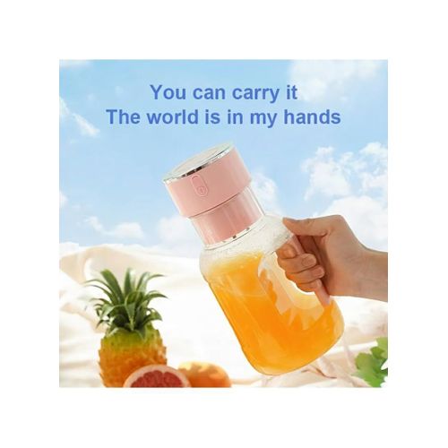 Generic 1200-2000mAh Cordless Portable Blender with 600ml - Pink - image 5