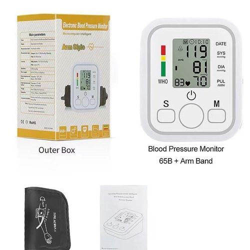 product_image_name-Generic-Digital white and black Arm Blood Pressure Monitor with Large LCD Display & Pulse Measurement-2