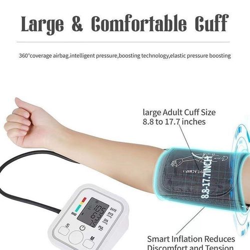 product_image_name-Generic-Digital white and black Arm Blood Pressure Monitor with Large LCD Display & Pulse Measurement-3
