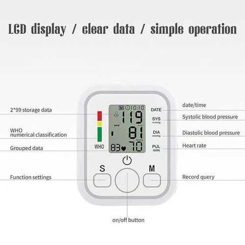 product_image_name-Generic-Digital white and black Arm Blood Pressure Monitor with Large LCD Display & Pulse Measurement-4
