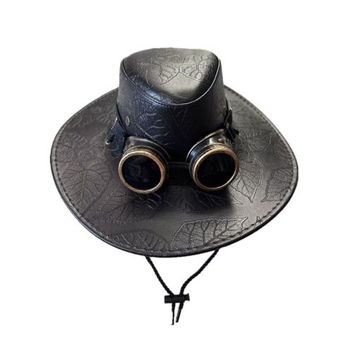 Shop Fashion Gothics Cowboy Hat Steampunk Hat PunkStyle Magician Hat with  Goggles Adult Women Men Cosplay Costume Halloween Accessory Online