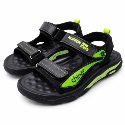 product_image_name-BOBDOG house-Kids Fashion Sports Sandals – Adjustable Outdoor Slippers (Black/Green)-1