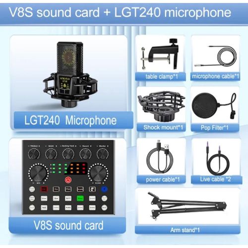 product_image_name-Generic-LGT 240 Condenser Microphone + V8S-X Sound Card Kit – Complete Studio Recording & Live Streaming Podcast Set-4