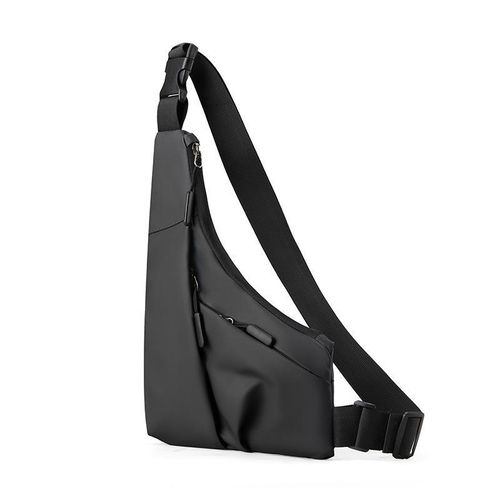 product_image_name-General-Unisex black single-shoulder/crossbody bag - made of waterproof nylon material, suitable for casual and outdoor use.-4