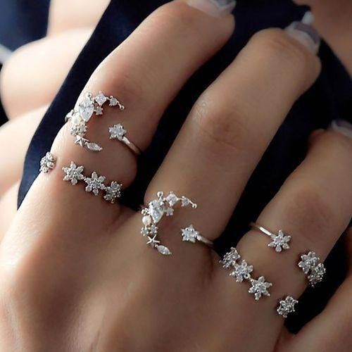 product_image_name-Fashion-5 PCS/Set Vintage Women Star Moon Adjustable Ring Set-1