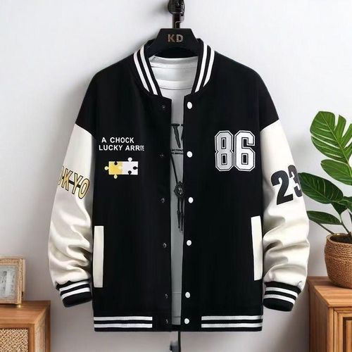 product_image_name-Generic-Dou-color Summer Thin Men's Fashionable Baseball Jacket Windproof Thin Jacket - Black-1