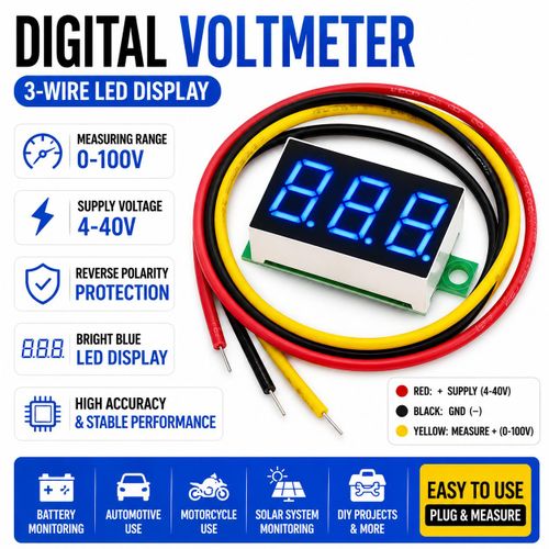 Generic 0.28 Inch Mini Digital DC Voltmeter 0-100V LED Panel Meter,Blue