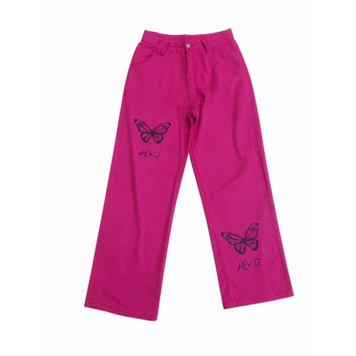Do It Wiser Ladies Thrift Baggy Jean-Pink