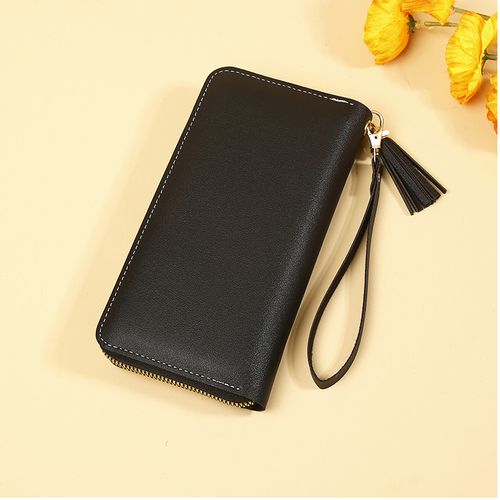 product_image_name-Fashion-Large Wallet Purses For Women Black Durable Pu Leather  Clutch  Large Capacity Money Clips Mobile Phone Bag-2