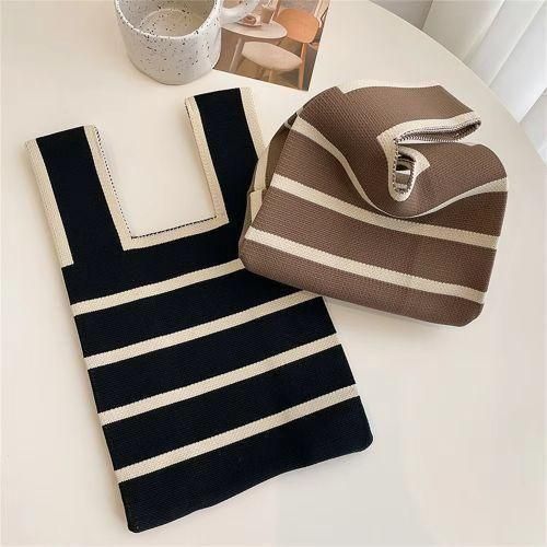Fashion Women's Knitted Bag Hand Bag Straddle Bag - Black - image 5