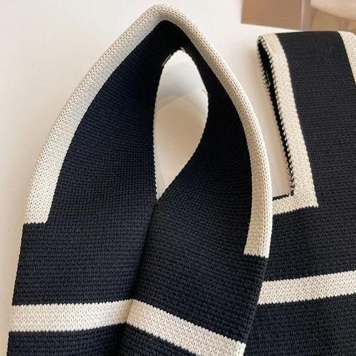 Fashion Women's Knitted Bag Hand Bag Straddle Bag - Black - image 6