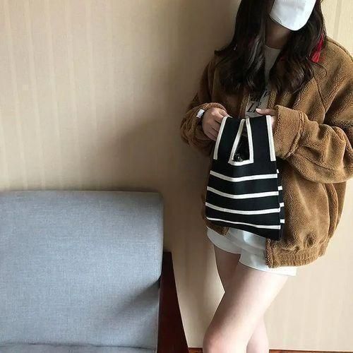 Fashion Women's Knitted Bag Hand Bag Straddle Bag - Black - image 7
