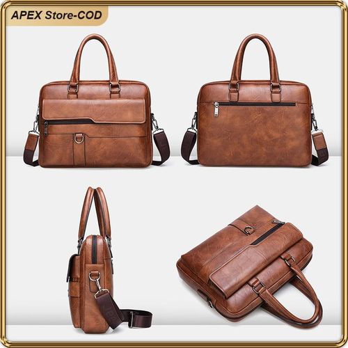 product_image_name-ASHION-leather Laptop Bag for Men 16 inch Laptop Briefcase Waterproof,Handbags Shoulder Crossbody Bag Business-4