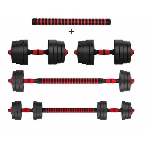 product_image_name-Generic-Adjustable Dumbbell/Barbell for Gym and Workout + (Free Gloves,Lockers and Bar Connector)- 40kg - Black/Red-5