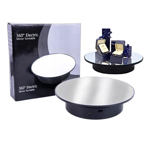 product_image_name-Generic-360 Degree 25cm Large Mirror Rotating Display turntable Stand-White-1