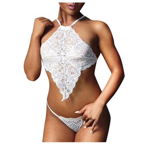 Shop Generic Sexy Underwear Women Set Mesh Lace Floral Lingerie 2 Piece Set  See Through Bralette And Thong Bandage G-String Spaghettiw Online