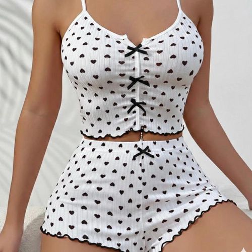 product_image_name-Fashion-2pcs Ladies Night Wear-white And Black-1