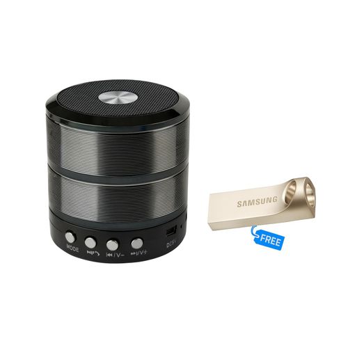 product_image_name-Generic-Wster WS-887 Mini Bluetooth Speaker - Black + 32GB Pendrive - Gold or silver -1