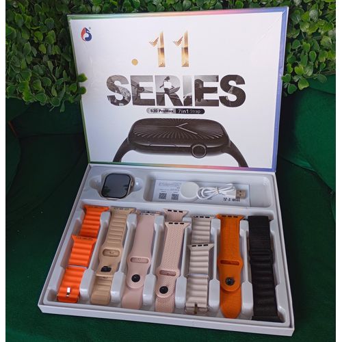 Generic S30 Pro Max Smart Watch with 7 Straps. Series 11 Infinity Screen Bluetooth Calling Smartwatch - Gold - image 3