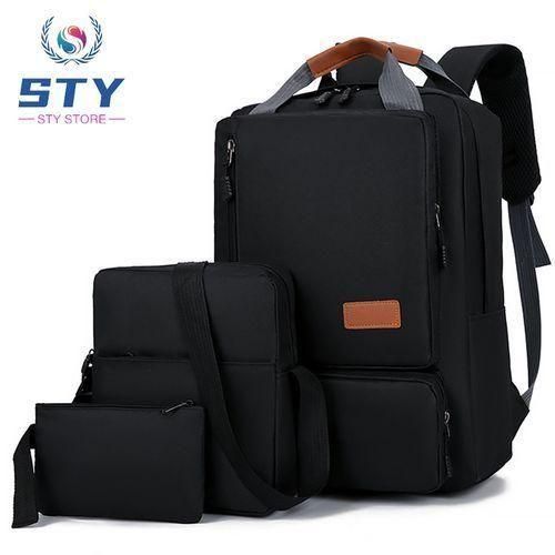 product_image_name-STY-3 In 1 Men Notebook Computer Backpack Cross-body Bag Small Bag Set - Black-1