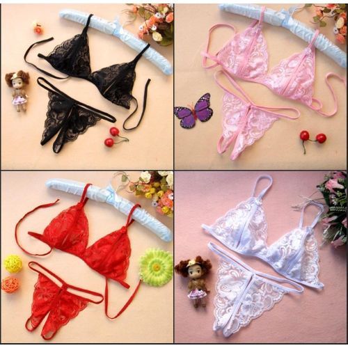 Shop Fashion 4 Suit Lace Lingerie Bras Transparent Briefs Threepoint