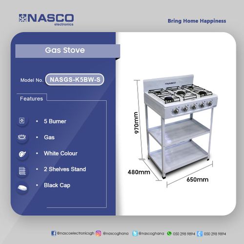 product_image_name-Nasco-NASGS-K5BW-S Gas Stove - 5 Burner - White-2