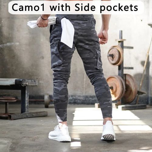 Mens Cargo Trousers Workout Pants Joggers Fitness Sport Slim Sweatpants