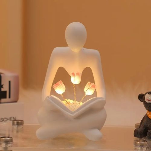 product_image_name-Generic-1pc Resin Art Abstract Tulip Night Light - Warm Yellow Light-3