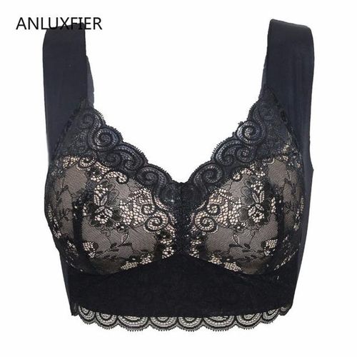 Shop Generic H9695 Plus Size Lace Bra Underwear No Steel Ring Wide Shoulder  Strap Full Cup Sleep Bras Lingerie Comfortable Breathable Bra Online