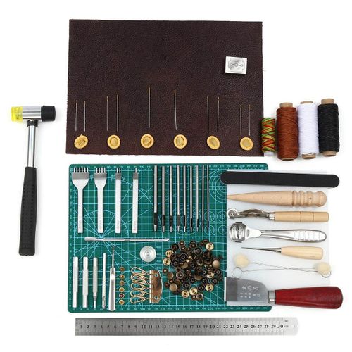 15 Piece Leather Craft Tools Kit Set Hand Stitching Sewing Punch