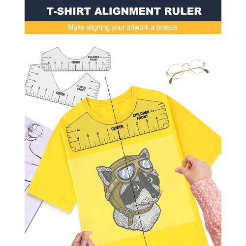 9 PCS T-Shirt Alignment Tool, T-Shirt Guide Ruler for Designing Clothing,  PVC Back and Front Aligned T-Shirt Rulers 