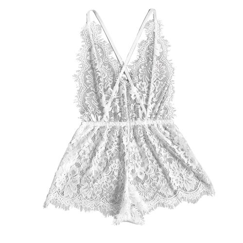 Transparent mesh backless Black white lingerie