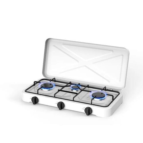 White Label   3 Burner Gas Stove With Enamel Lid - White