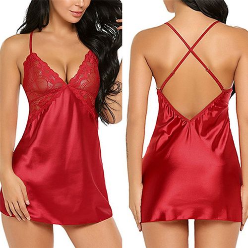 Womens Underwear Lingerie Satin Pajamas Lace Nightdress Silk Underwear  Women Sleepwear Underwear For Women Red S 