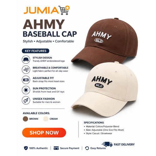 product_image_name-Fashion Collections-AHMY Unisex Baseball Cap – Adjustable, Stylish & Breathable (Brown & Cream)-1