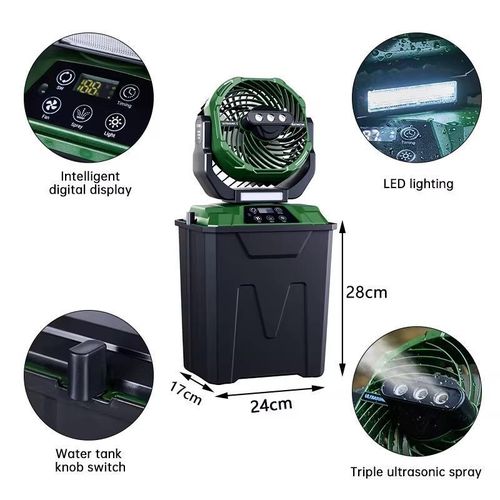 Generic Portable Rechargeable Camping Fan with LED Light & Mist Spray - image 4